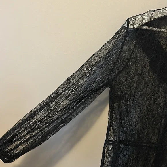 Michel Studio Black Lace Blouse with Ruffle and Choker Neck - Picture 9 of 10